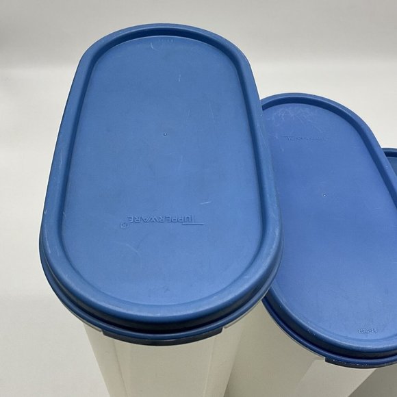 Tupperware Vintage Modular Mate Lot of 4 Containers with Blue Lids Collectible - Picture 9 of 14